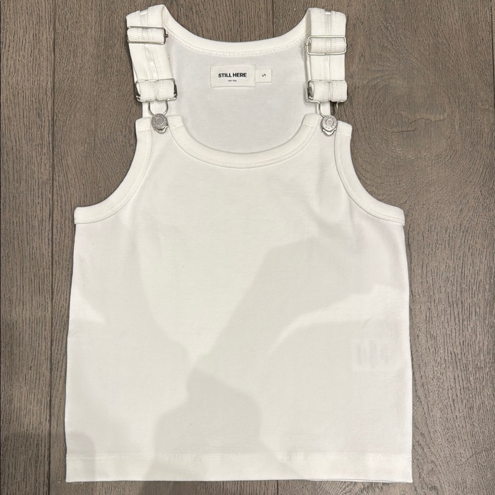 Still Here - Mississippi milk White Tank Top with Buckle Straps small